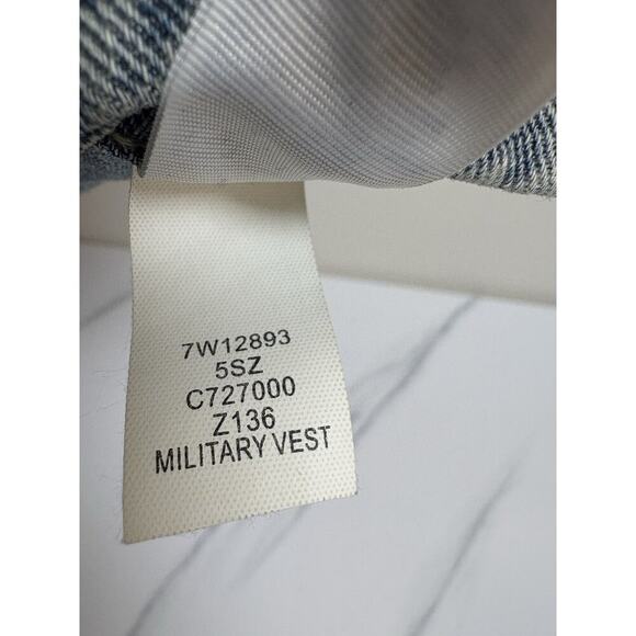 Lucky Brand Women's S Blue Military Denim Utility Vest 61% Cotton 39% Linen Zip - Picture 6 of 9